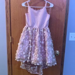 Rare Editions pink gold sparkled flower dress
